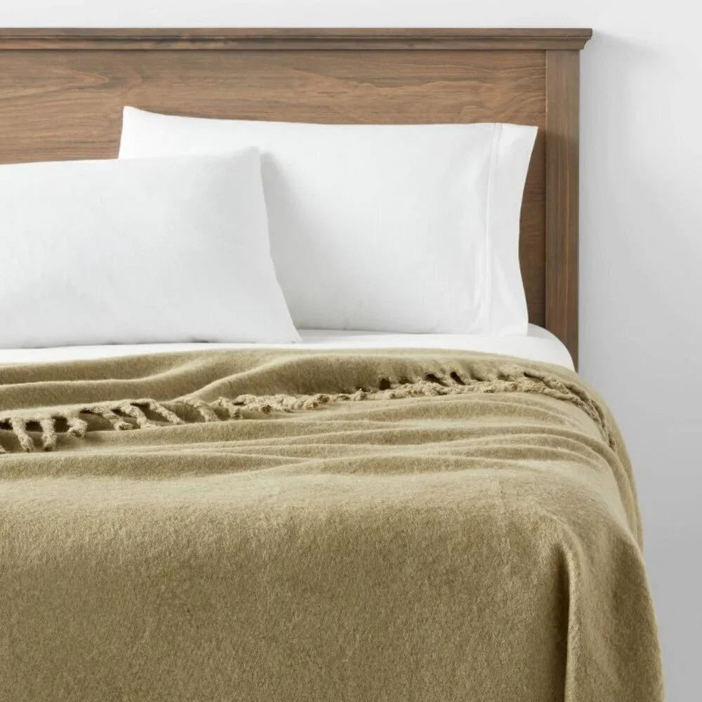 Faux Mohair Bed Throw Green - Threshold, Target